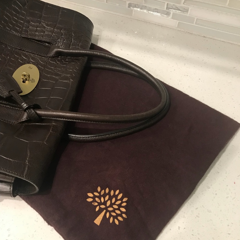 Mulberry Bayswater Croc Print in Chocolate